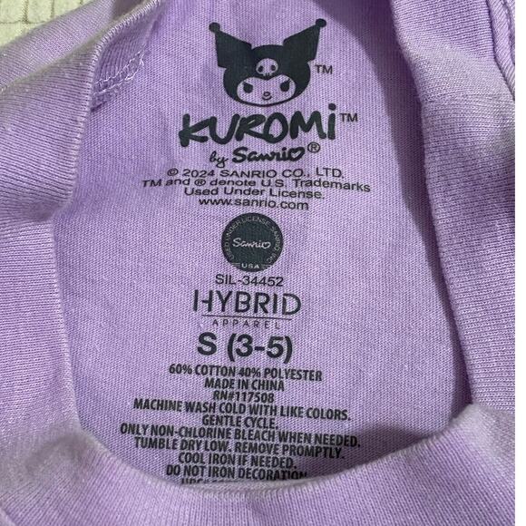 Kuromi Sanrio Kids T-Shirt Size S (3–5) Lavender Graphic Tee Mischief’s - Picture 3 of 8